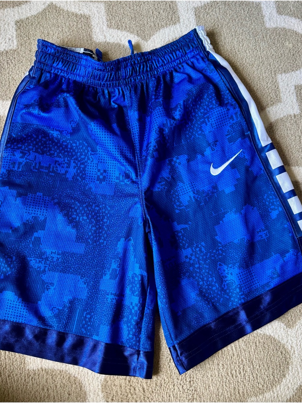 Nike Boys Royal Blue Athletic Shorts with White Swoosh
